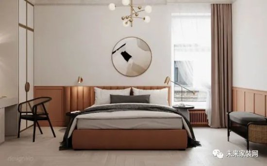 格调优雅的卧室<em>装修</em>设计，大小面积都有，床头背景<em>墙</em>真漂亮！