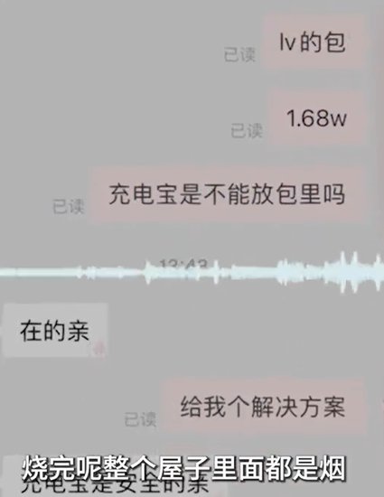 上海女士网购的充电宝在1.68<em>万</em>的LV包里自燃了 店铺称充电宝没...