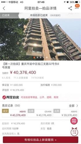 <em>重庆</em>一套<em>房子</em>拍卖溢价2400万元 买家有10个人