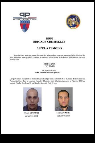 法国警方公布恐袭中仍在逃2名嫌犯<em>姓名及照片</em>
