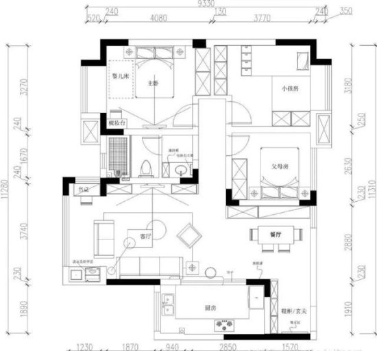现代风格三居室<em>装修</em>案例，105平米的房子<em>装修多少钱</em>？