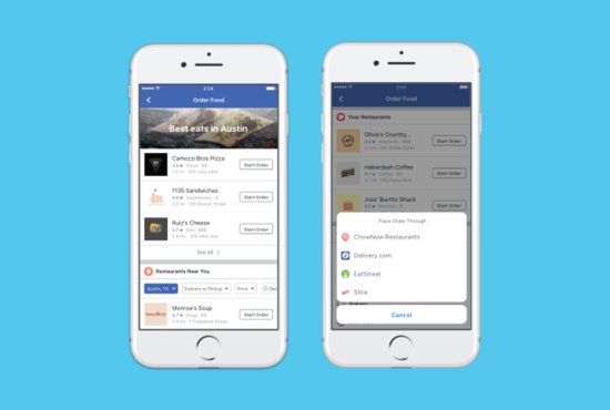 Facebook推出<em>在线订餐</em>功能 支持外卖和送餐服务