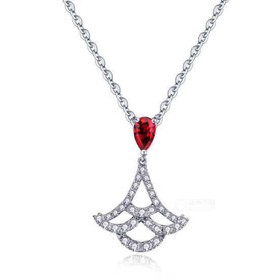 ENZO彩宝系列Peplum 舞裙系列18K金镶嵌钻石红宝石吊坠<em>项链</em>