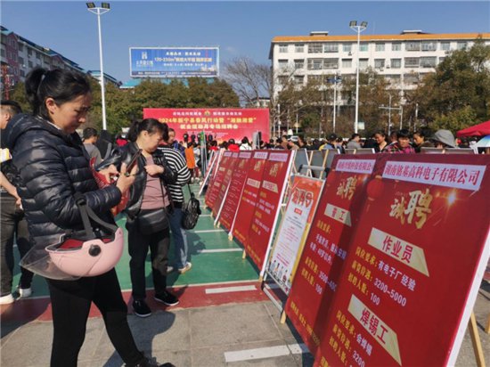 湖南新宁县春风行动招聘会63家企业抛出4000余“橄榄枝”