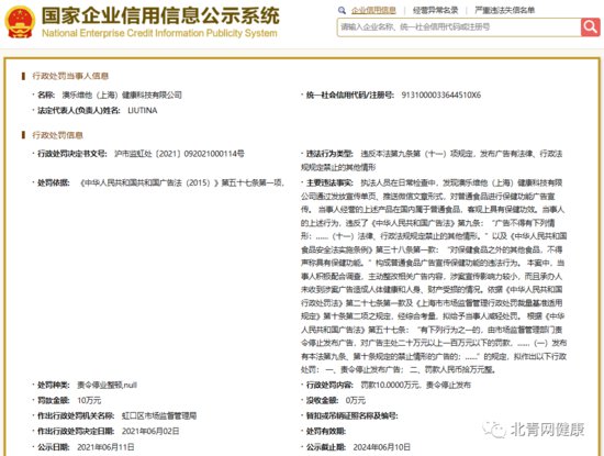 澳乐维他（上海）<em>健康科技有限公司</em>因发布虚假广告被罚