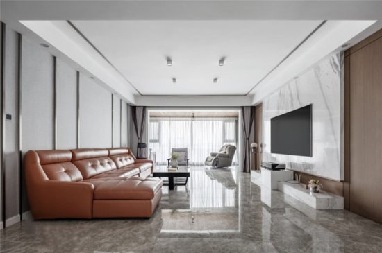 123平米四居室设计说明，11万元装修的<em>现代风格</em>有什么效果？