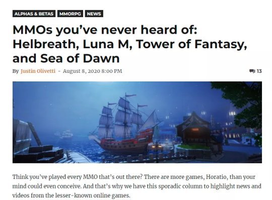 国产MMO的全球野望！《黎明之海》让IGN等外媒纷纷报道的原因...