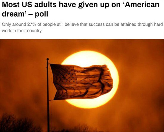 民调：多数美国成年人放弃了“美国<em>梦</em>”
