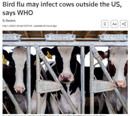 世卫组织：<em>美国</em>禽流感疫情有外溢风险
