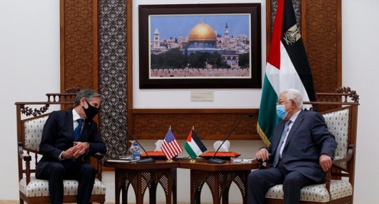 巴勒斯坦总统阿巴斯会见<em>美国国务卿</em>布林肯