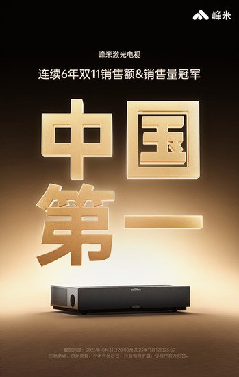 双11创纪录 峰米<em>投影激光电视</em>线上销售额&销售量六连冠