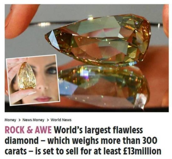 全球最大无瑕钻石估价约1亿元拍卖史<em>最贵</em>10颗钻石中国人<em>买</em>走2颗