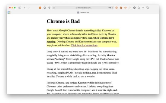 只为告诉你“Chrome is Bad”有人专门<em>建</em>了<em>个网站</em>