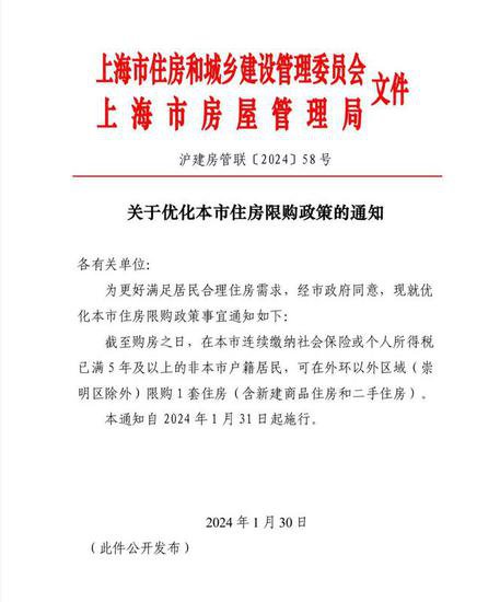 上海<em>优化</em>住房限购政策 支持非沪籍单身人士购房