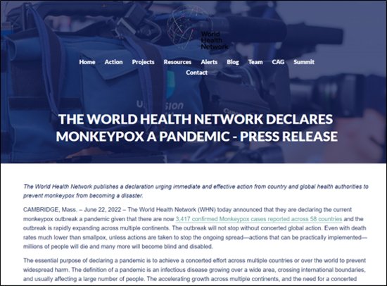 世卫<em>组织</em>：截至目前从未发出“猴痘是大流行病”的声明