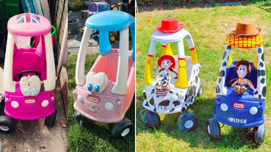 英国爸爸制作“玩具总动员”儿童车<em> 给双胞胎</em>儿子惊喜